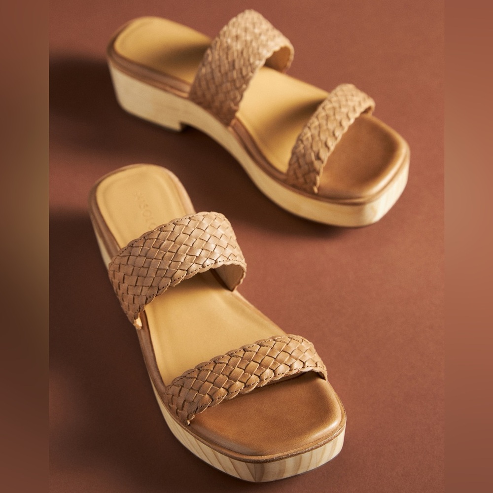 Nisolo Tan Woven Leather Mules
